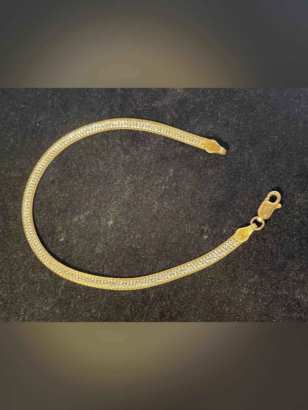 Gold And Silver 2 Tone 925 Sterling Silver Herringbone Bracelet. Reversible 6.5”